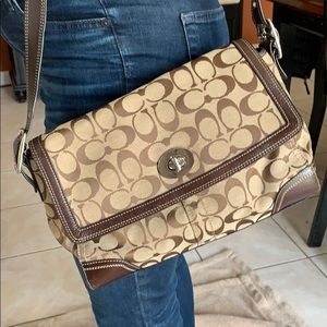 Large Coach signature cross body bag